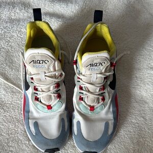 Nike Air Max 270 React White, Red, and Blue Athletic Shoes